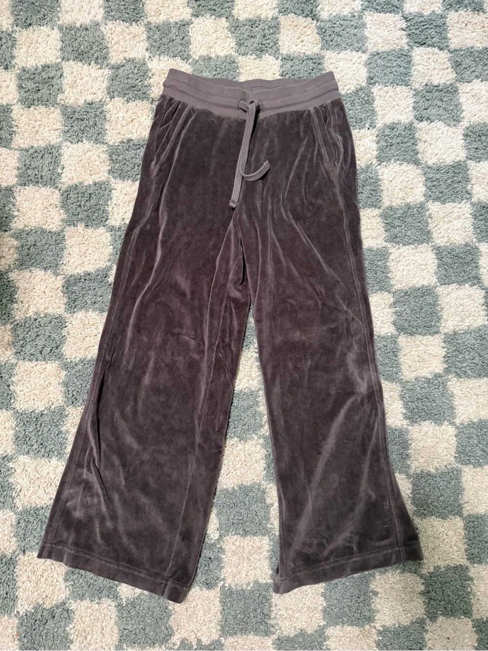 Pact women’s cotton velour wide leg crop pants graphite tan pull on drawstring - Picture 4 of 10
